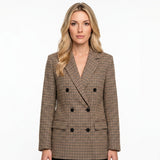 Geruite Blazer met Dubbele Knopen en Getailleerde Pasvorm