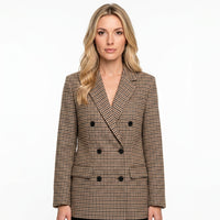 Geruite Blazer met Dubbele Knopen en Getailleerde Pasvorm
