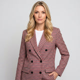 Geruite Blazer met Dubbele Knopen en Getailleerde Pasvorm