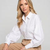 Elegante Blouse met Pofmouwen en Knopen