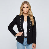 Militaire Stijl Blazer met Gouden Knopen