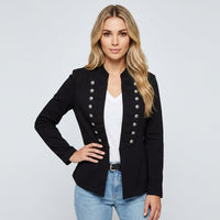 Militaire Stijl Blazer met Gouden Knopen