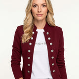 Militaire Stijl Blazer met Gouden Knopen