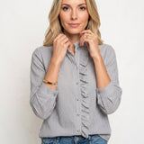 Klassieke Blouse met Opstaande Kraag en Knopen