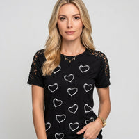 Hartjes Top met Kant Mouwen en Korte Mouwen