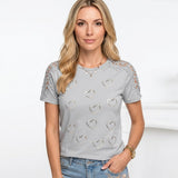 Hartjes Top met Kant Mouwen en Korte Mouwen