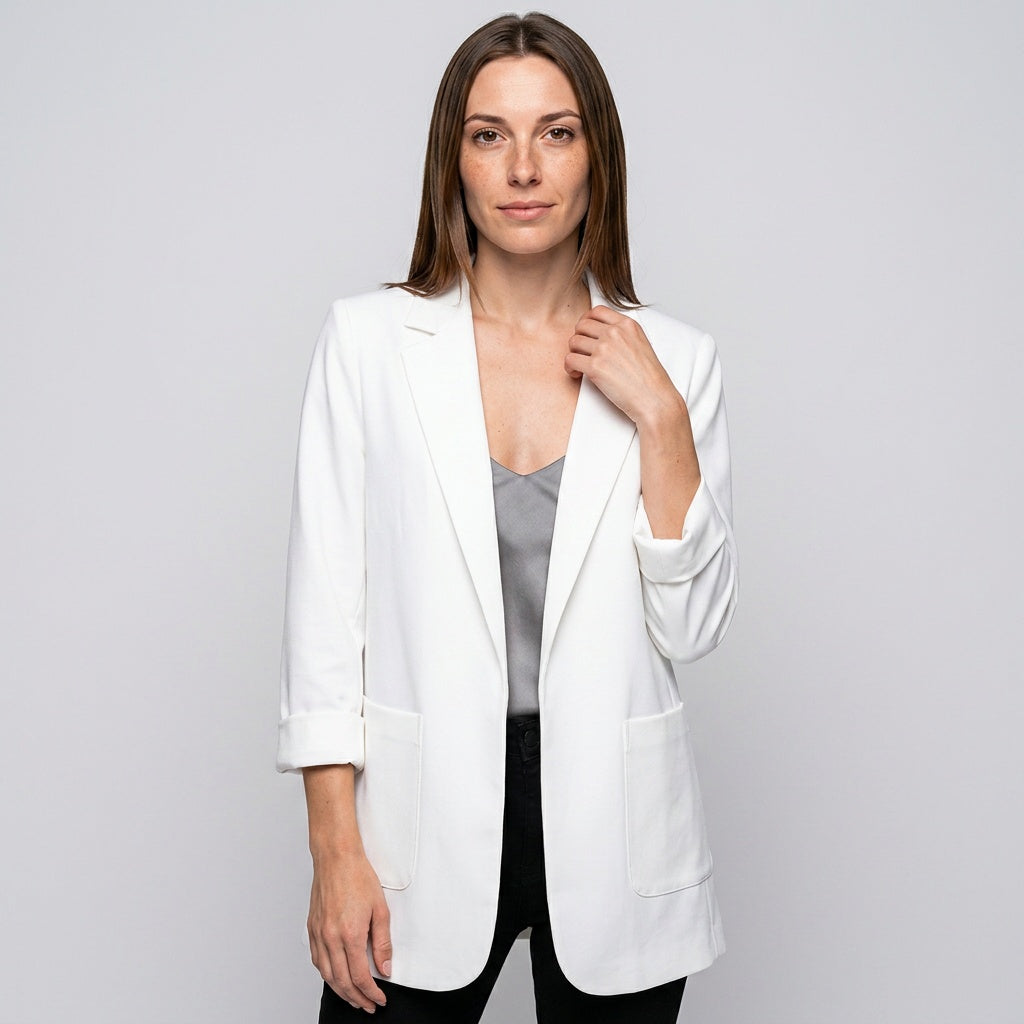 Lange Blazer met Open Voorkant en Slim Fit
