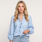 Blouse met Ruffle Kraag en Lange Mouwen