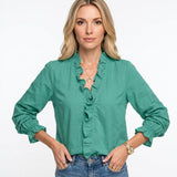 Blouse met Ruffle Kraag en Lange Mouwen