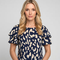 Casual Blouse met Print en Korte Mouwen