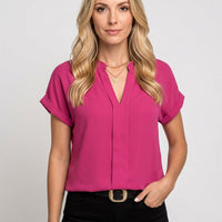 Elegante Blouse met Korte Mouwen en V Hals