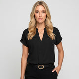 Elegante Blouse met Korte Mouwen en V Hals