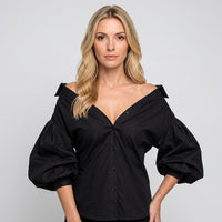 Oversized Blouse met V Hals en Moderne Pasvorm
