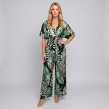 Tropische Maxi Jurk met V Hals en Losse Pasvorm