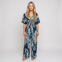 Tropische Maxi Jurk met V Hals en Losse Pasvorm