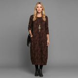 Elegante Maxi Jurk met Lange Mouwen en Print
