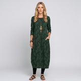 Elegante Maxi Jurk met Lange Mouwen en Print