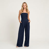 Strapless Jumpsuit met Wijde Pijpen en Elegante Pasvorm