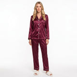 Satijnen Pyjama Set met Lange Mouwen en Broek