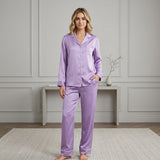 Satijnen Pyjama Set met Lange Mouwen en Broek
