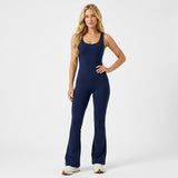 Sportieve Jumpsuit met Open Rug en Flared Pijpen