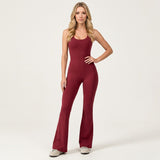 Sportieve Jumpsuit met Open Rug en Flared Pijpen