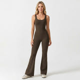 Sportieve Jumpsuit met Open Rug en Flared Pijpen