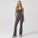 Sportieve Jumpsuit met Open Rug en Flared Pijpen
