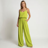 Elegante Jumpsuit met Bloemdetails en Wijde Pijpen