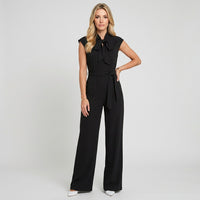 Elegante Mouwloze Jumpsuit met Wijde Pijpen en Ceintuur