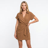 Wikkel Playsuit met Kraag en Korte Mouwen