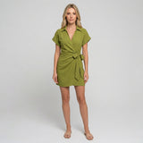 Wikkel Playsuit met Kraag en Korte Mouwen