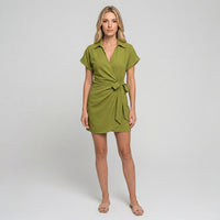 Wikkel Playsuit met Kraag en Korte Mouwen