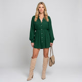 Oversized Blouse Jurk met Knoopsluiting en Lange Mouwen