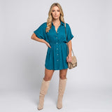 Oversized Blouse Jurk met Knoopsluiting en Lange Mouwen