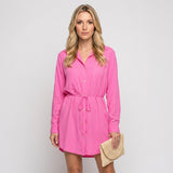Oversized Blouse Jurk met Knoopsluiting en Lange Mouwen