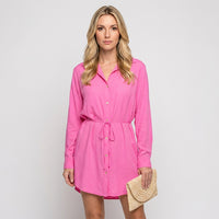 Oversized Blouse Jurk met Knoopsluiting en Lange Mouwen