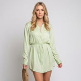 Oversized Blouse Jurk met Knoopsluiting en Lange Mouwen