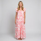 Maxi Jurk met Abstracte Print en Mouwloos Design