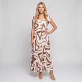Maxi Jurk met Abstracte Print en Mouwloos Design