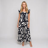 Maxi Jurk met Abstracte Print en Mouwloos Design