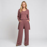 Elegante Lounge Set met Wijde Broek en Lange Mouwen