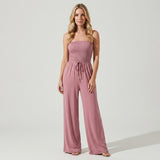 Strapless Jumpsuit met Smock Top en Wijde Pijpen