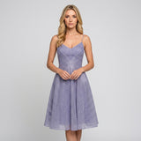 Elegante Midi Jurk met Bandjes en Geplooide Rok