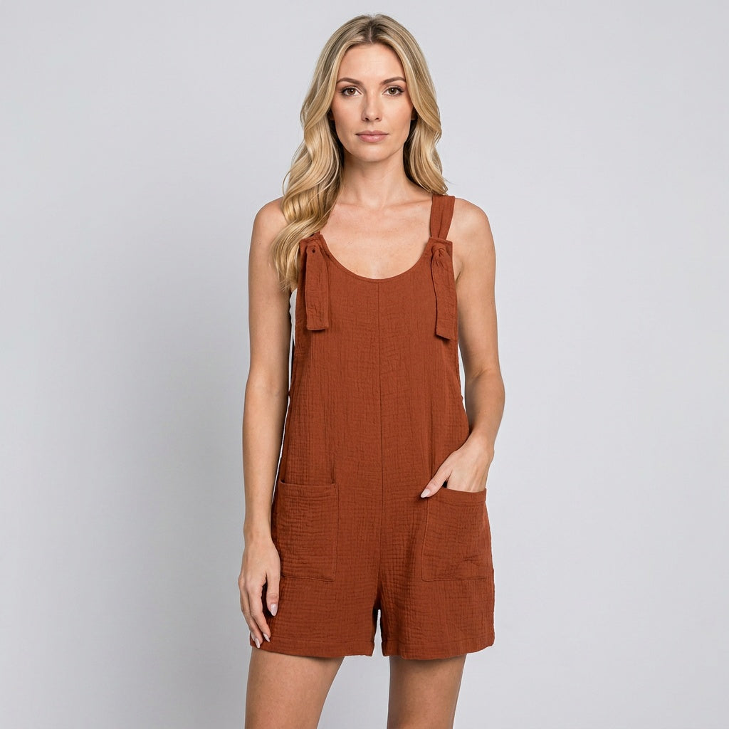 Casual Zomer Playsuit met Zakjes en Losse Pasvorm