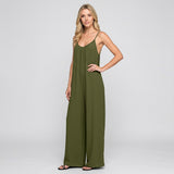 Losvallende Jumpsuit met Bandjes en Wijde Pijpen