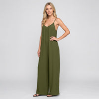Losvallende Jumpsuit met Bandjes en Wijde Pijpen