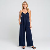 Losvallende Jumpsuit met Bandjes en Wijde Pijpen