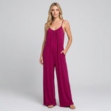 Losvallende Jumpsuit met Bandjes en Wijde Pijpen