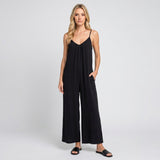 Losvallende Jumpsuit met Bandjes en Wijde Pijpen